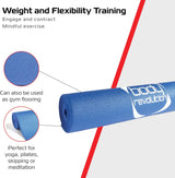 Blaue Yogamatte mit rutschfester, strukturierter Oberfläche, ideal für Yoga, Pilates und als Gymnastikboden, vielseitig einsetzbar