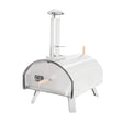 Hochwertiger, extra großer Outdoor-Pizzaofen aus Edelstahl mit glänzender Oberfläche, runder Form und stabilen Füßen für optimale Stabilität