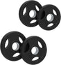 Schwarze Olympische Hantelscheiben mit Tri-Grip-Griffen, 7,5 kg, aus robustem Gummi, runde Form, ideal für Krafttraining und Fitnessübungen