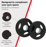 Schwarze 7,5 kg Olympische Hantelscheiben mit Tri-Grip-Griffen, robustes Material, ideal für Fitnessstudios und Heimtraining, kompatibel mit 50 mm Stangen
