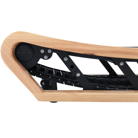 Eleganter Holz-Laufbandrahmen aus hellem Holz mit schwarzem Metallgitter, das eine moderne und stilvolle Fitnesslösung bietet