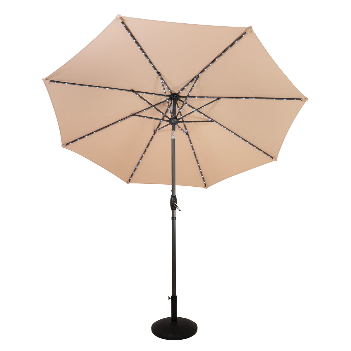 LED-Kipp-Sonnenschirm 2,7m mit Ständer - Beige