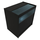 Schwarzes Iris LED Verkaufstheken-Set CM60 + B900 mit gläserner Oberseite und modernem, minimalistischen Design, ideal für Verkaufsräume