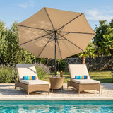 LED-Kipp-Sonnenschirm 2,7m mit Ständer - Beige