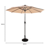 LED-Kipp-Sonnenschirm 2,7m mit Ständer - Beige