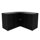 Schwarzes Adonis LED Ladentheke Set mit zwei Glastüren, modernem Design und eleganter, glatter Oberfläche, ideal für Verkaufsräume