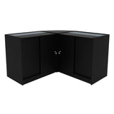 Schwarzes Triton LED Verkaufstheken-Set mit zwei Glastüren, modernem Design und glatten Oberflächen, ideal für Verkaufsräume und Ausstellungen