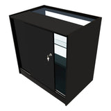 Schwarzes Apollo LED Verkaufstheken-Set mit Glastüren, eleganter, moderner Design, ideal für Verkaufsräume und Ausstellungen
