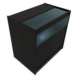 Schwarzes Demeter LED Verkaufstheken-Set mit gläserner Oberseite, modernem Design und klaren Linien, ideal für Verkaufsräume und Ausstellungen