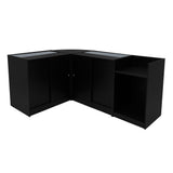 Schwarzes Phoenix LED Verkaufstheken-Set mit zwei Modulen, glänzender Oberfläche, eleganter, moderner Form und praktischen Stauraumoptionen