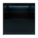 Schwarzes Phoenix LED Verkaufstheken-Set mit glattem Finish, beleuchtetem Regal und modernem, minimalistischen Design