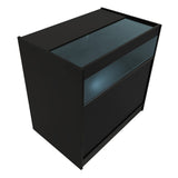 Schwarzes LED Verkaufstheken-Set mit Glasoberfläche, modernem Design und klaren Linien, ideal für Verkaufsräume und Ausstellungen