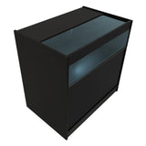 Schwarzes Hyperion LED Verkaufstheken-Set mit gläserner Oberseite, modernem Design und klaren Linien, ideal für Verkaufsräume und Ausstellungen