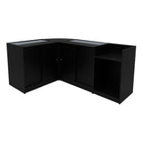Schwarzes Theia LED Verkaufstheken-Set mit eleganten Glasoberflächen, modernem Design und praktischen Stauraumoptionen für den Einzelhandel