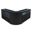 Elegantes Adonis LED Ladentheke Set in Schwarz, bestehend aus zwei Vitrinen und einer Theke, mit glatten Oberflächen und integrierter Beleuchtung