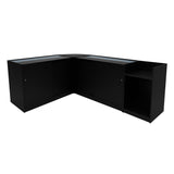 Schwarzes Eclipse LED Verkaufstheken-Set mit zwei Vitrinen und einem offenen Regal, elegant und modern, ideal für Verkaufsräume und Ausstellungen