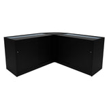 Schwarzes Triton LED Verkaufstheken-Set mit zwei Glastüren, modernem Design und eleganter, glatter Oberfläche, ideal für Verkaufsräume