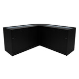 Schwarzes Demeter LED Verkaufstheken-Set mit zwei Glastüren und eleganter, moderner Form, ideal für Verkaufsräume und Ausstellungen