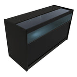 Schwarzes Demeter LED Verkaufstheken-Set mit Glasoberfläche, eleganter, moderner Design und integrierter Beleuchtung für ansprechende Präsentation