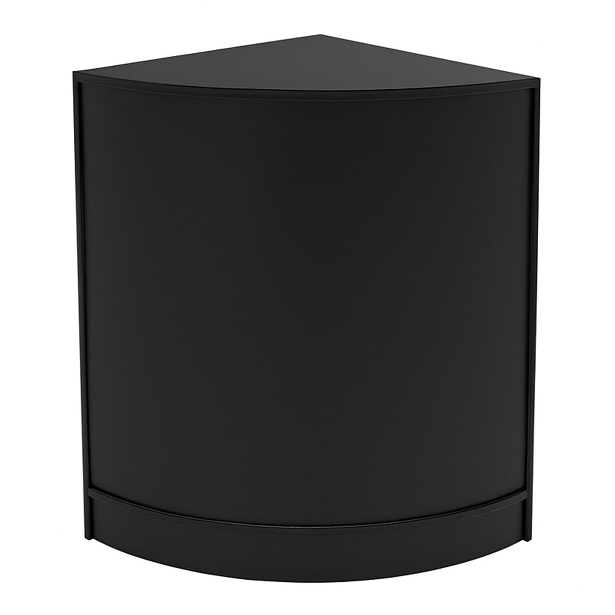 Eckige, schwarze Verkaufstheke aus robustem Material mit glatter Oberfläche, ideal für Präsentationen und Verkaufsräume, modern und funktional