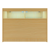 Verkaufstheke Set aus hellem Ahornholz mit sanften Holzmaserungen, integrierter LED-Beleuchtung und glatter, moderner Oberfläche für ansprechende Präsentation