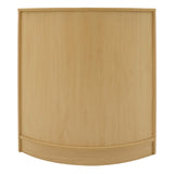 Runde Ladentheke aus hellem Ahornholz mit glatter Oberfläche, ideal für Verkaufsräume, bietet eine moderne und einladende Präsentation