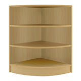Eckregal aus hellem Ahornholz mit vier offenen Ablageflächen, ideal für Verkaufsräume, modernes Design und glatte Oberflächenstruktur