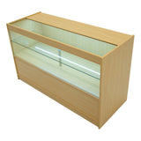 Selene LED Verkaufstheken-Set in Ahorn, mit gläserner Vitrine und LED-Beleuchtung, modern und funktional, ideal für Verkaufsräume und Ausstellungen