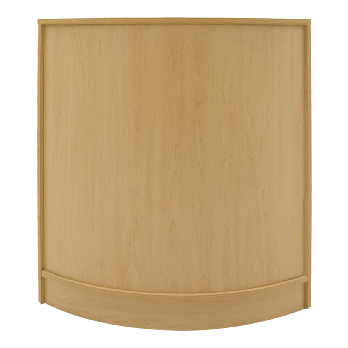 Verkaufstheke aus hellem Ahornholz mit sanften Kurven, ideal für den Einzelhandel, bietet eine glatte, natürliche Oberfläche und moderne Eleganz