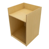 Verkaufstheke aus hellem Ahornholz mit zwei offenen Fächern, glatter Oberfläche und minimalistischer, moderner Form für vielseitige Nutzung