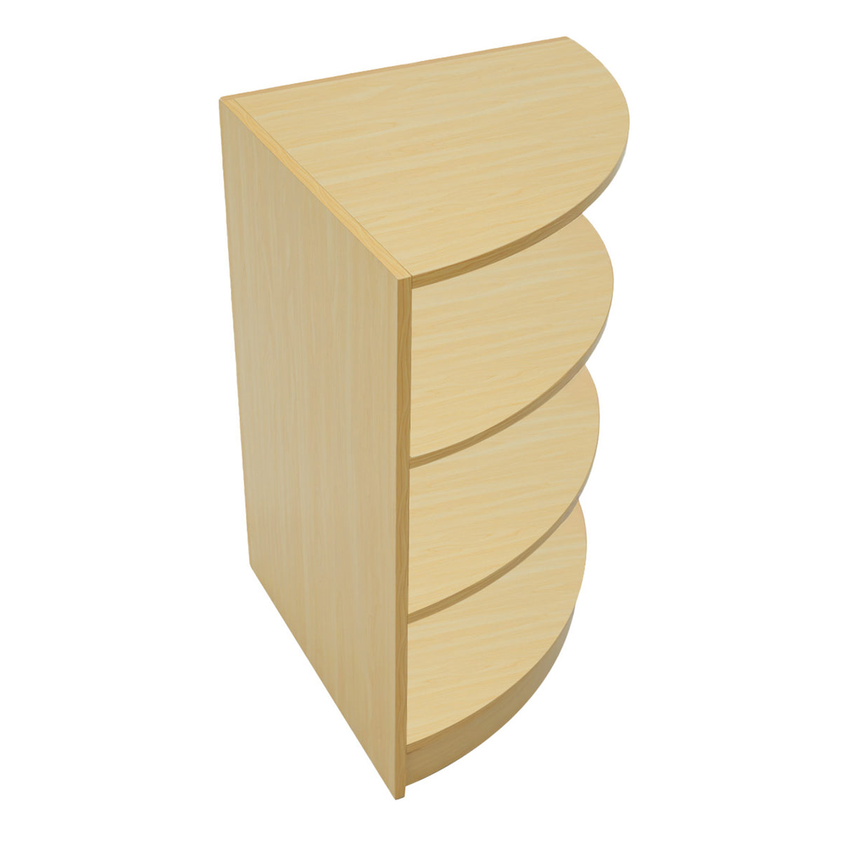 Sagittarius LED Verkaufstheken-Set in Ahorn, mit vier halbrunden Regalen, glatter Oberfläche und modernem Design, ideal für Verkaufsräume