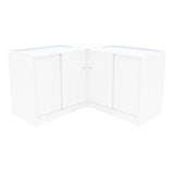 Harmonia LED Verkaufstheken-Set in elegantem Weiß, mit glatten Oberflächen, abgerundeten Kanten und integrierter Beleuchtung für eine ansprechende Präsentation