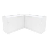 Harmonia LED Verkaufstheken-Set in Weiß, bestehend aus zwei Ecken mit glatten Oberflächen, integrierter Beleuchtung und eleganten, modernen Linien