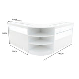 Harmonia LED Verkaufstheken-Set in Weiß, mit glatten Oberflächen, abgerundeten Kanten und mehreren Regalen für optimale Präsentation und Stauraum