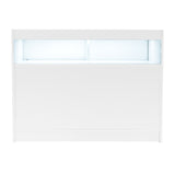 Weißes Luna LED Verkaufstheken-Set mit zwei Einheiten, glatte Oberfläche, integrierte Beleuchtung und modernes, minimalistisches Design
