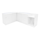 Polaris LED Verkaufstheken-Set in Weiß, bestehend aus mehreren Modulen mit glatten Oberflächen, ideal für Verkaufsräume und Ausstellungen