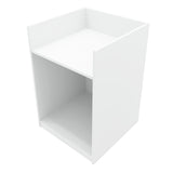 Weißes Hyperion LED Verkaufstheken-Set mit klaren Linien, glatter Oberfläche und modernem Design, ideal für Verkaufsräume und Ausstellungen
