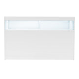 Weißes LED-Verkaufstheken-Set mit glatter Oberfläche, integrierter Beleuchtung und modernem, minimalistischen Design für Verkaufsräume