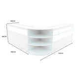 Harmonia LED Verkaufstheken-Set in Weiß, mit abgerundeten Kanten, mehreren Regalen und LED-Beleuchtung, ideal für Verkaufsräume und Ausstellungen