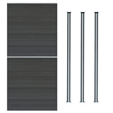 Grau WPC Sichtschutzzaun mit horizontalen Lamellen und drei schlanken LED Zaunpfosten, ideal für modernen Garten- und Terrassenschutz