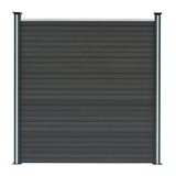 Grau WPC Sichtschutzzaun mit horizontalen Lamellen und stabilen Aluminiumpfosten, ideal für Garten- und Terrassengestaltung