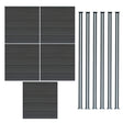 Grau WPC Sichtschutzzaun mit fünf Paneelen und sechs schlanken LED Zaunpfosten, modern und langlebig, ideal für Garten- und Terrassengestaltung