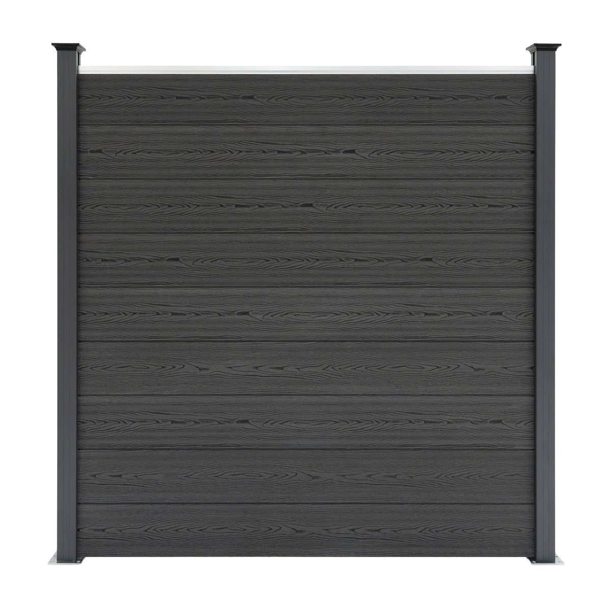 Grau WPC Sichtschutzzaun mit modernen LED Zaunpfosten, elegante Holzoptik, robuste Struktur und glatte Oberflächen für optimalen Sichtschutz