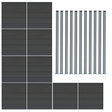 Grau WPC Sichtschutzzaun mit strukturiertem Design und 11 schlanken LED Zaunpfosten, ideal für moderne Garten- und Terrassengestaltung