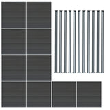 Grau WPC Sichtschutzzaun mit strukturiertem Design und 11 schlanken LED Zaunpfosten, ideal für moderne Garten- und Terrassengestaltung