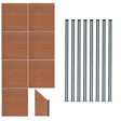 Brauner WPC Sichtschutzzaun mit neun Paneelen, einem Eckstück und acht LED Zaunpfosten in elegantem Design und stabiler Bauweise