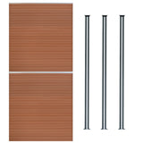 Brauner WPC Sichtschutzzaun mit zwei Paneelen und drei LED Zaunpfosten, schlankes Design, glatte Textur und moderne Linienführung