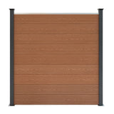 Brauner WPC Sichtschutzzaun mit glatter Holzoptik und eleganten LED Zaunpfosten in Schwarz, ideal für Garten und Terrasse