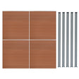 Brauner WPC Sichtschutzzaun mit vier Paneelen und fünf LED Zaunpfosten, modernes Design, glatte Textur und langlebige Materialien für Garten und Terrasse