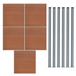 Brauner WPC Sichtschutzzaun mit fünf Paneelen und sechs LED Zaunpfosten, modern und langlebig, ideal für Garten- und Terrassengestaltung